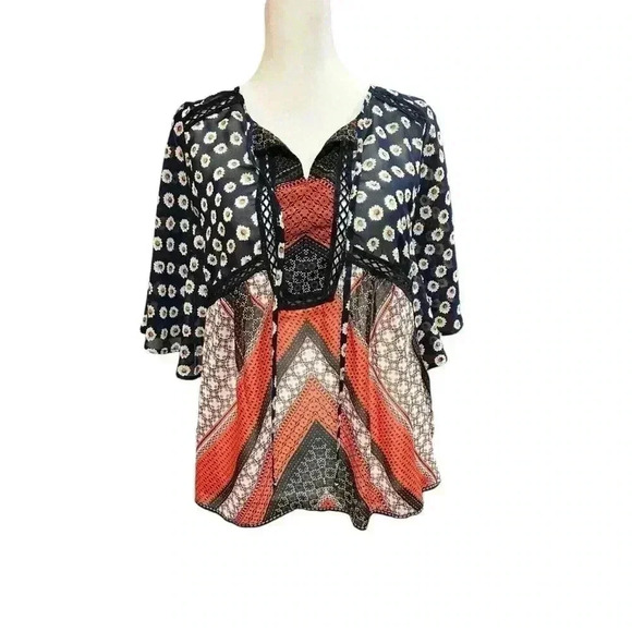 Valerie‎ Steven’s Floral Boho Blouse, Petite Large - Picture 1 of 5